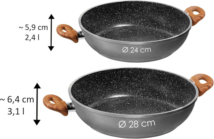 STONELINE® Back to Nature Servierpfanne 28 cm, Made in Germany, auch für öl- und fettfreies Braten,