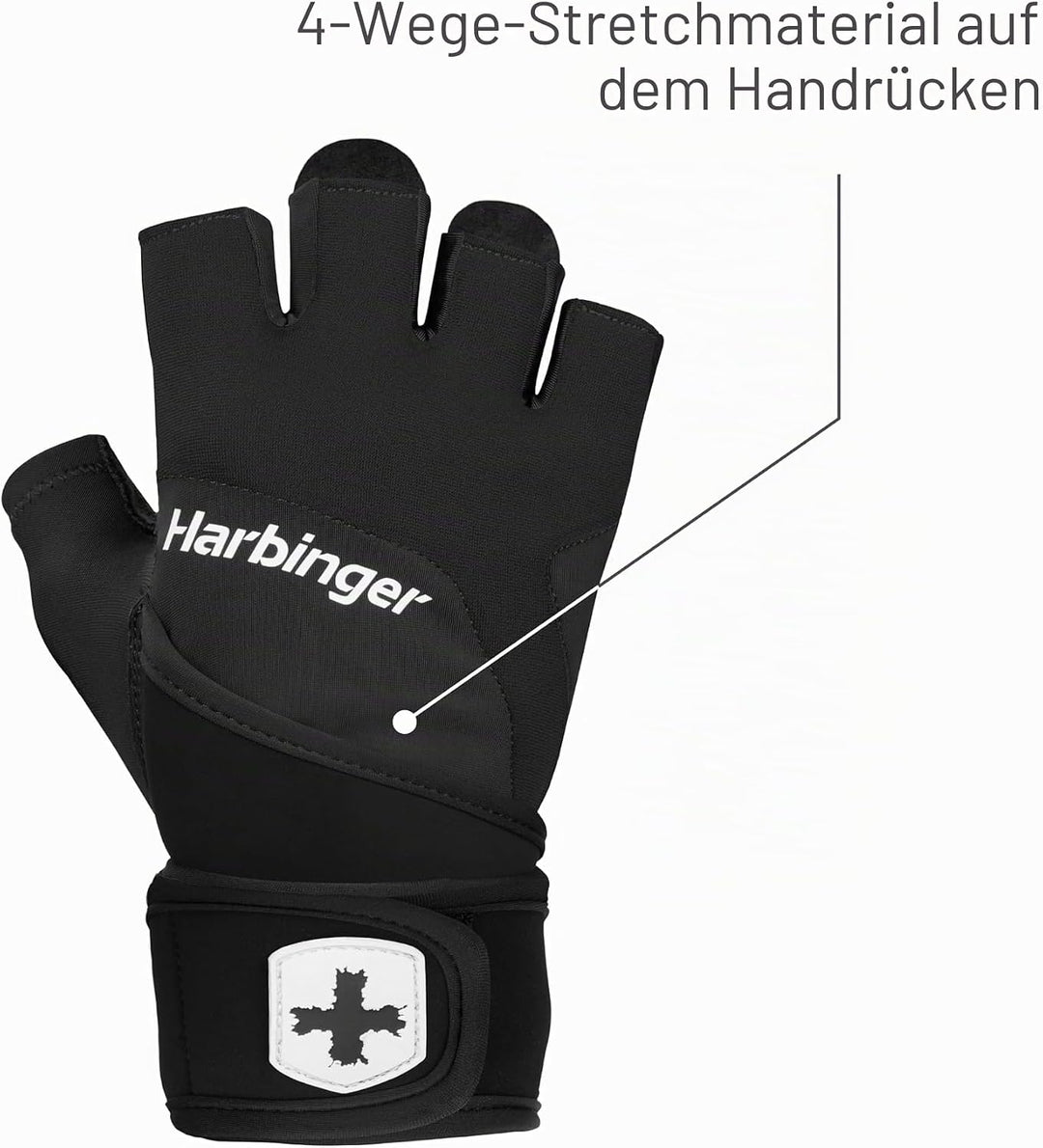 Harbinger Training Grip Wristwrap Gloves, Heavy Lifting Gloves for More Palm Protection and Wrist St