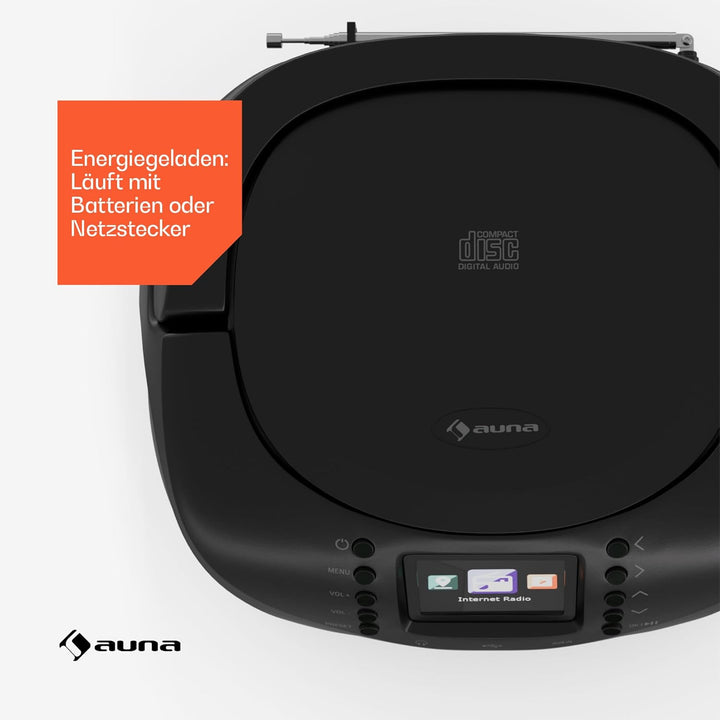 auna Roadie Smart CD-Player Tragbar – Bluetooth-Boombox Mit Dab+/Fm/Internet-Radio, CD/Mp3-Player, 2