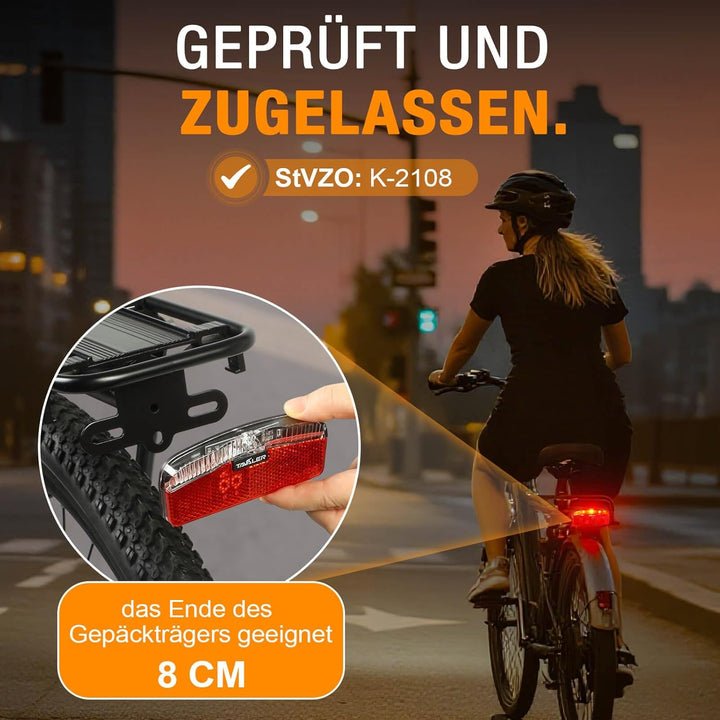 Tavaler E-Bike Licht Vorne 60 LUX | Ebike Lampe mit Reflektor und StVZO Zulassung | LED E-Bike Schei