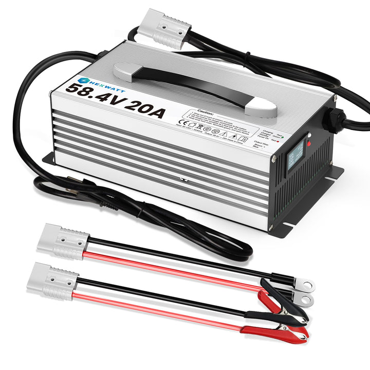 58.4V 20A LiFePO4 Ladegerät für 48 V (51.2 V) LiFePO4 Batterien Smart Batterieladegerät mit LCD/LED