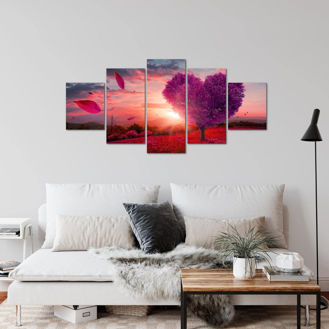 Runa Art Wandbilder Herbst Baum Herz 5 Teilig Bild auf Vlies Leinwand Deko Wohnzimmer Schlafzimmer L