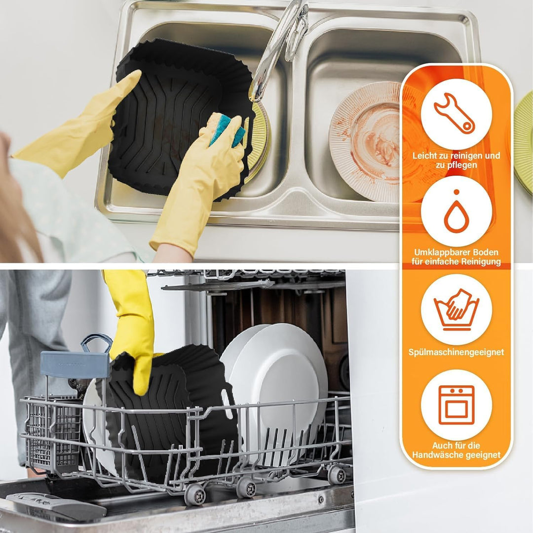Silikonform Heissluftfritteuse, Airfryer Zubehör 3 Stück Silikon Einsatz Wiederverwendba Silikon Ein