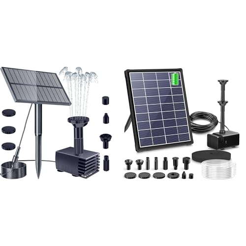 Biling 6W Solar Springbrunnen für aussen mit 3000mAh Batterie und Solarbrunnen für Draussen mit Filt