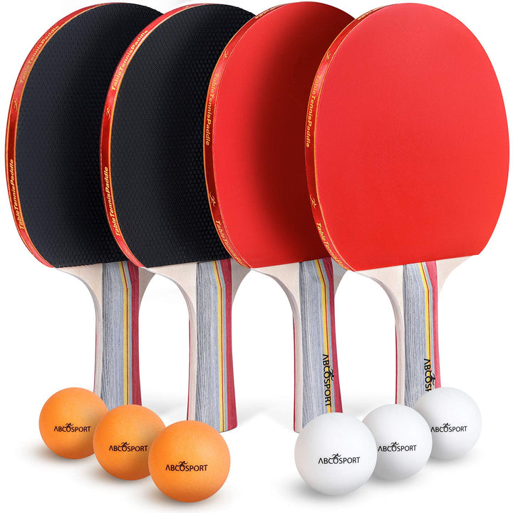 Abco Tech, Tischtennis-Set, 4 x erstklassige Schläger mit weichem Schaumgummibelag und 6 x Tischtenn