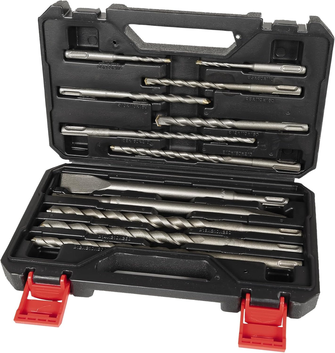 Original Einhell 12-tlg. SDS-plus Bohrer-Meissel-Set (Bohrhammer-Zubehör, inkl. 10x Steinbohrer, 1x