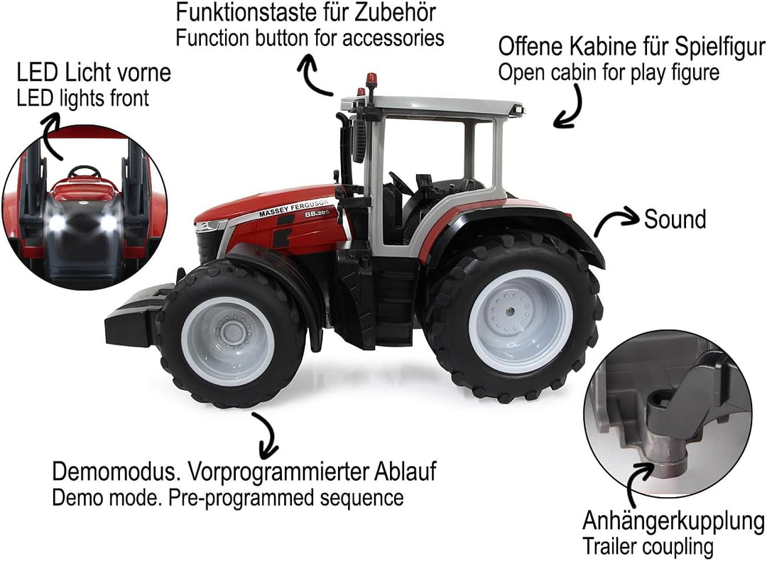 JAMARA 405301 Massey Ferguson 8S.285 1:16 2,4Ghz-RC Traktor, Motorsound (abschaltbar), Rückfahrwarns