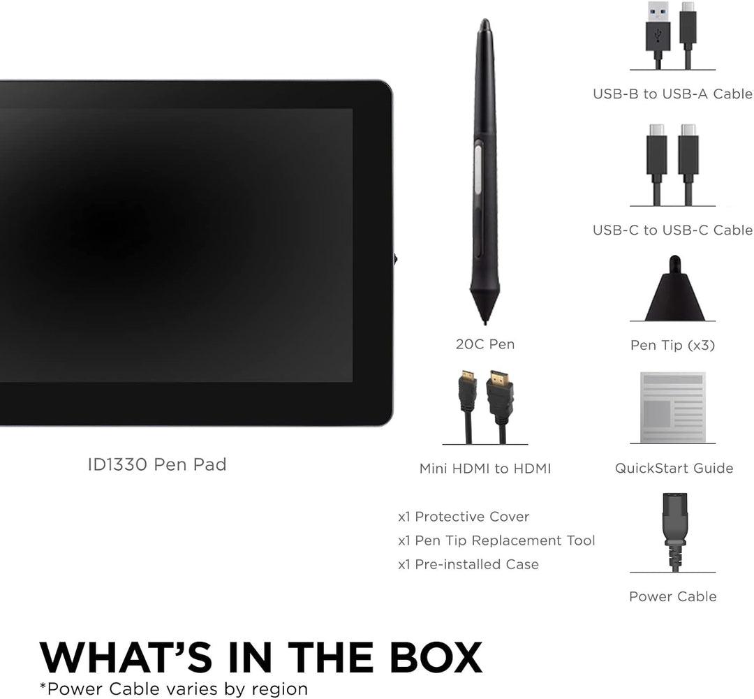Viewsonic ID1330 (33,7 cm) (13,3 Zoll) PenDisplay Tablet zum Zeichnen und Schreiben (Full-HD, IPS Di