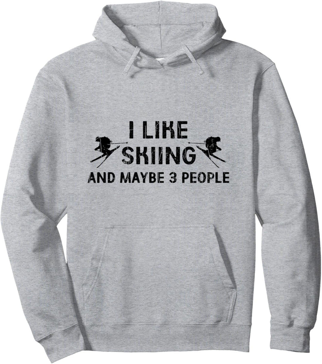 I Like Skiing Fun Retro Vintage Ski Skifahrer Adventure Graphic Pullover Hoodie