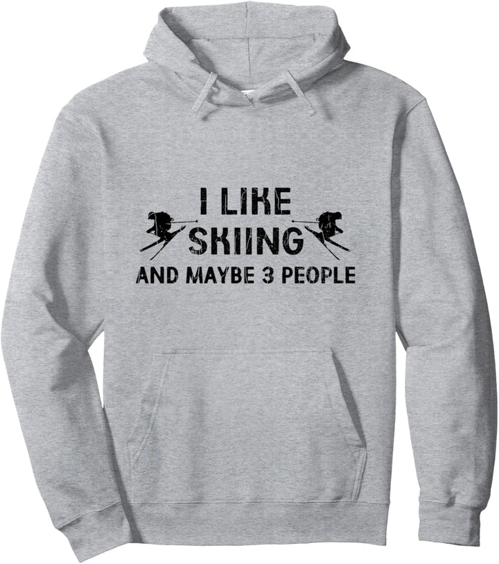I Like Skiing Fun Retro Vintage Ski Skifahrer Adventure Graphic Pullover Hoodie