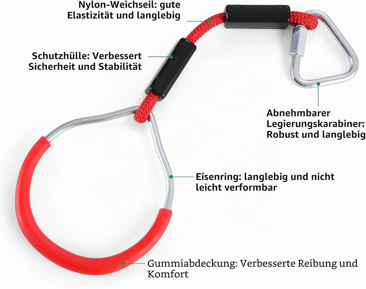 PELLOR Kinder Klettern Ringe, Multifunktions Turnringe, Multifunktions Trapeze Schaukel mit Kunststo