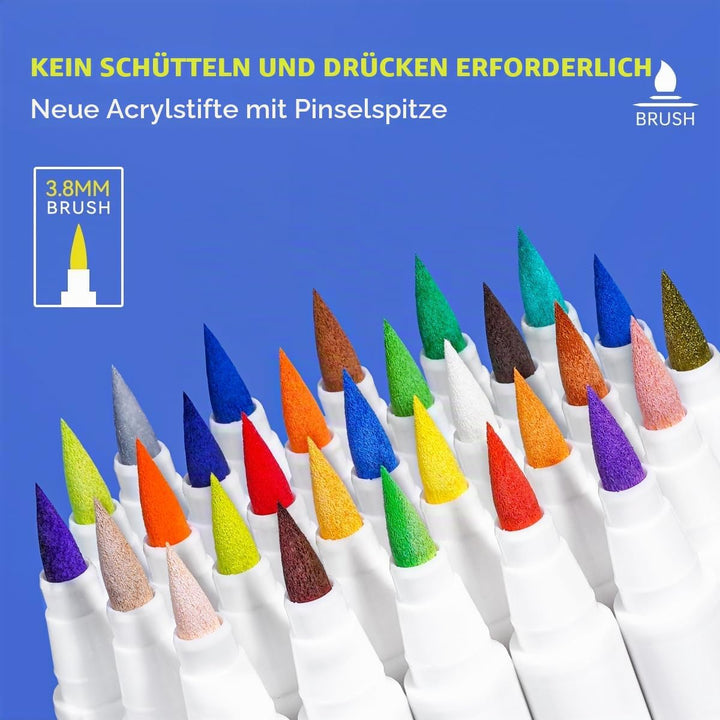 Arrtx Acrylstifte für Steine Wasserfest, 30B Farben Acrylstifte Wasserfest, Acrylic Paint Marker Sti