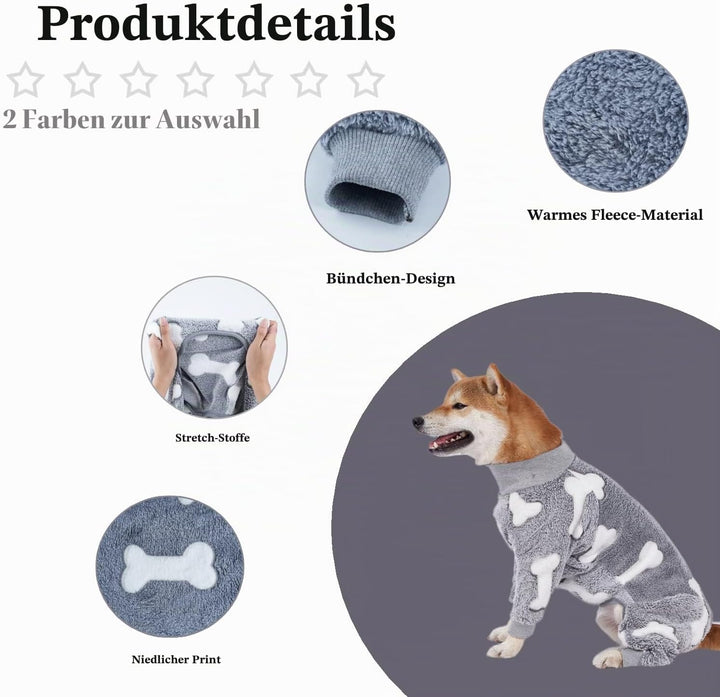 MeiAOBest Hund Overall, Haustier Winter Flanell Vierbeinige Warme Pyjamas, Kaltes Wetter Hund Onesie
