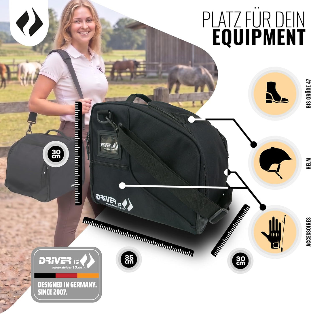 Driver13 Reitstiefelrucksack Reitstiefeltasche Stiefeletten Taschen Deluxe mit Helmfach für Reitstie