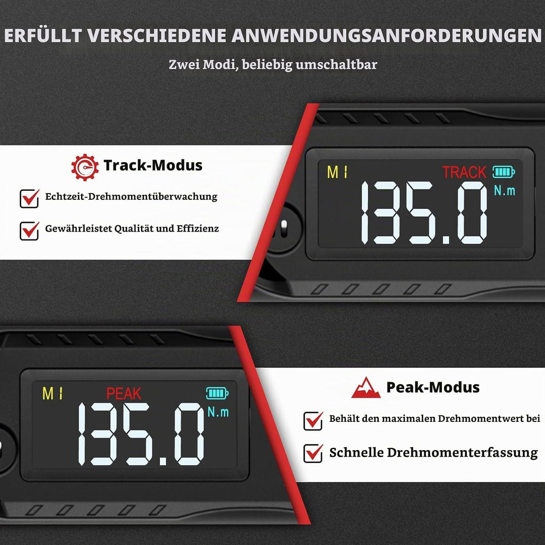VANPO Digitaler Drehmomentschlüssel 3/8 Zoll, 2–135 Nm, ±2% Genauigkeit, Elektronischer Drehmomentsc