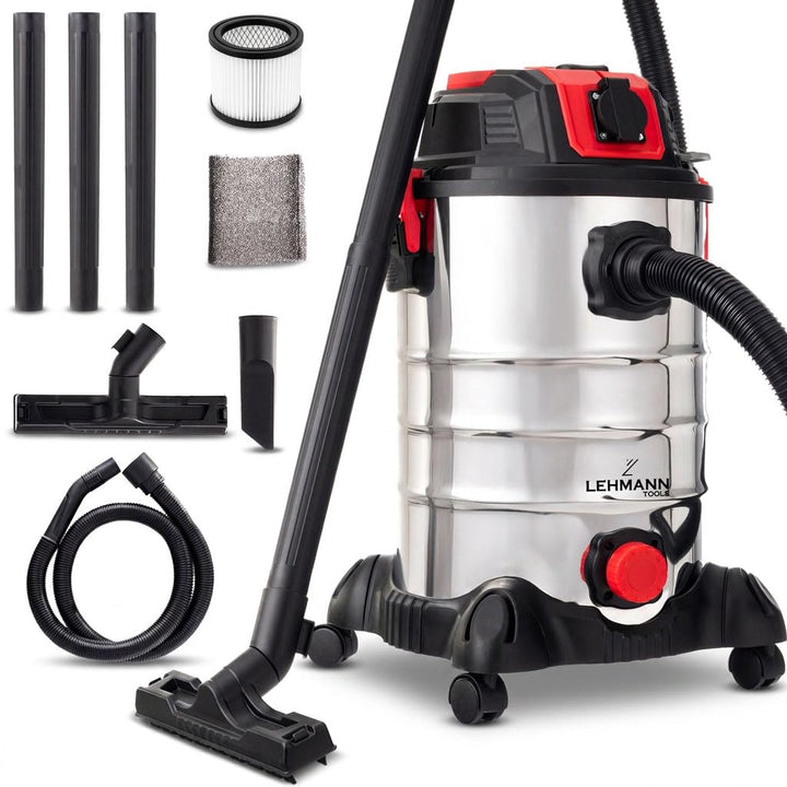 LEHMANN Industriestaubsauger mit Steckdose 2000W, Nass Trockensauger mit 30L Metallbehälter, Blasfun