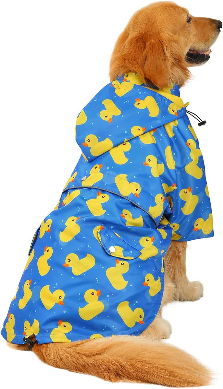 HDE Hunde-Regenmantel, doppellagig, Reissverschluss, Regenjacke mit Kapuze für kleine bis grosse Hun