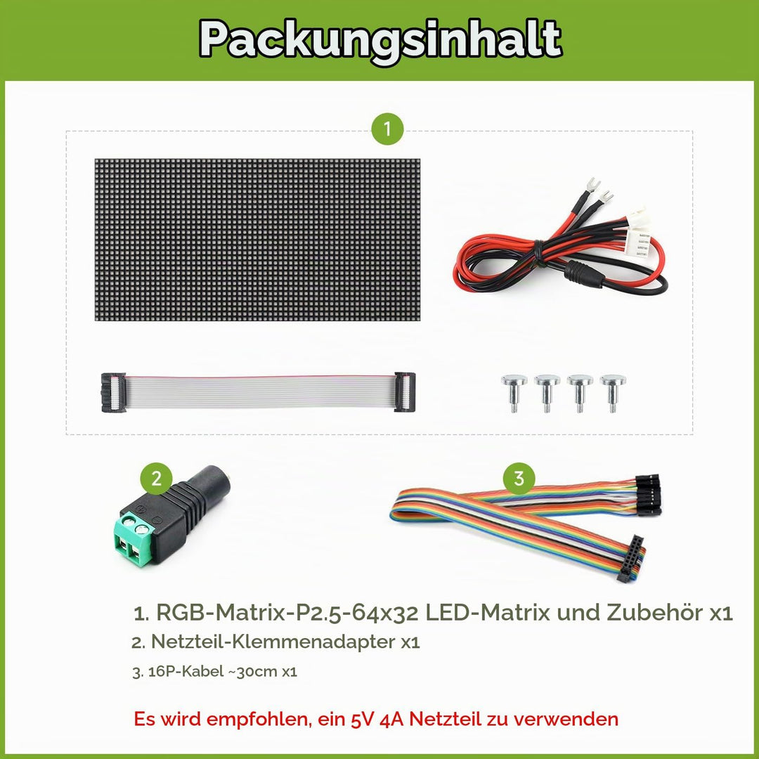 Waveshare RGB Full-Color LED Matrix Panel 2.5mm Pitch 64x32 Pixels Adjustable Brightness Compatible