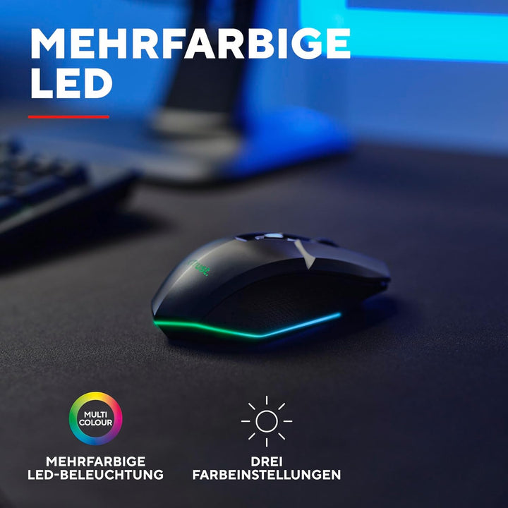 GXTrust 1108 Vylax Wiederaufladbare Kabellose Gaming Maus, 80 Stunden Akkulaufzeit, Verstaubarer USB