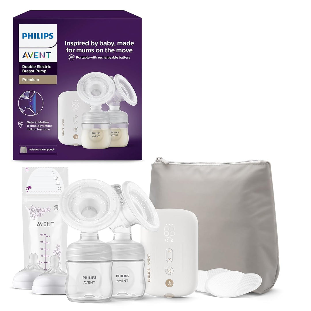 Philips AVENT Doppelmilchpumpe Premium - mit Natural Motion Technologie, wiederaufladbarem Akku, Tim