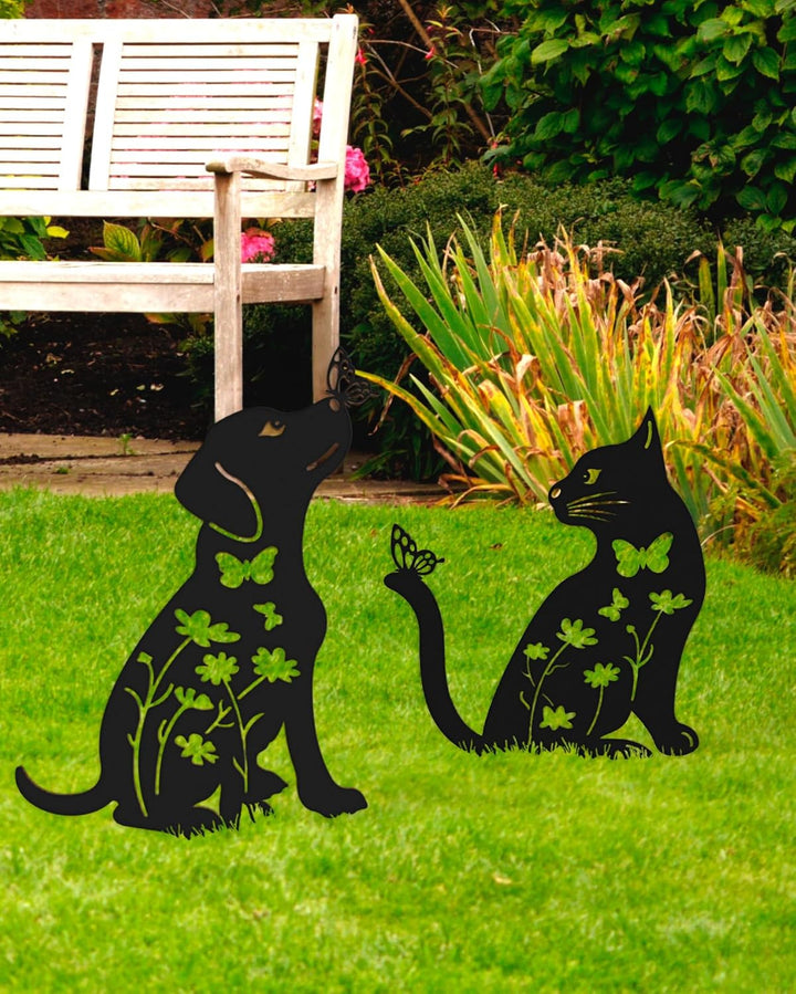 Gartenstecker (35x50 cm) - Metall Hund - Rostfiguren für den Garten - Rostige Tiere - Dekorative Tie