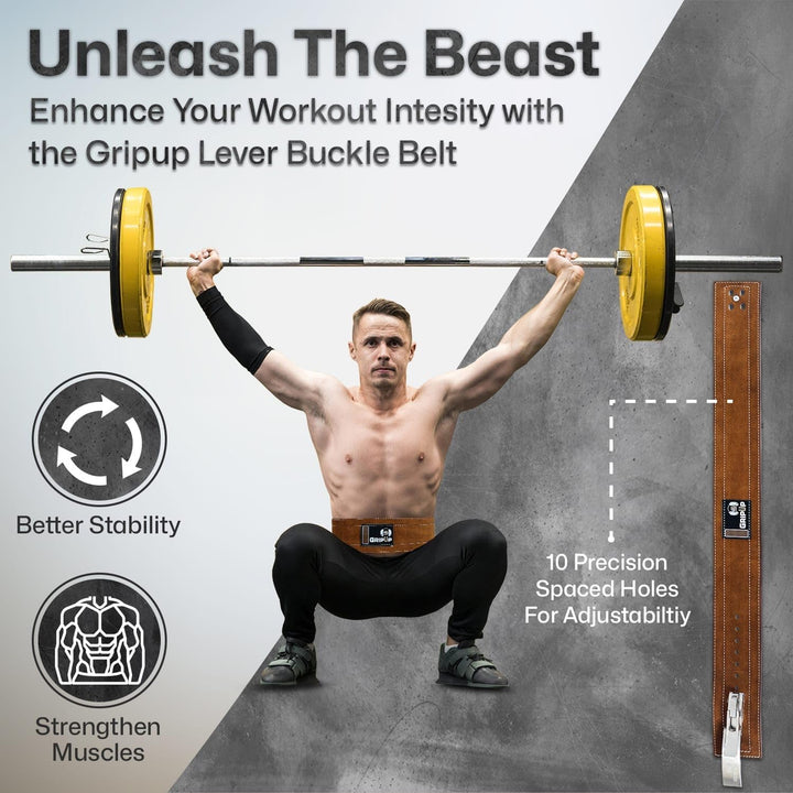 Gewichthebergürtel mit Lever Buckle – Professioneller Kraftsport Gürtel für schweres Heben, Powerlif