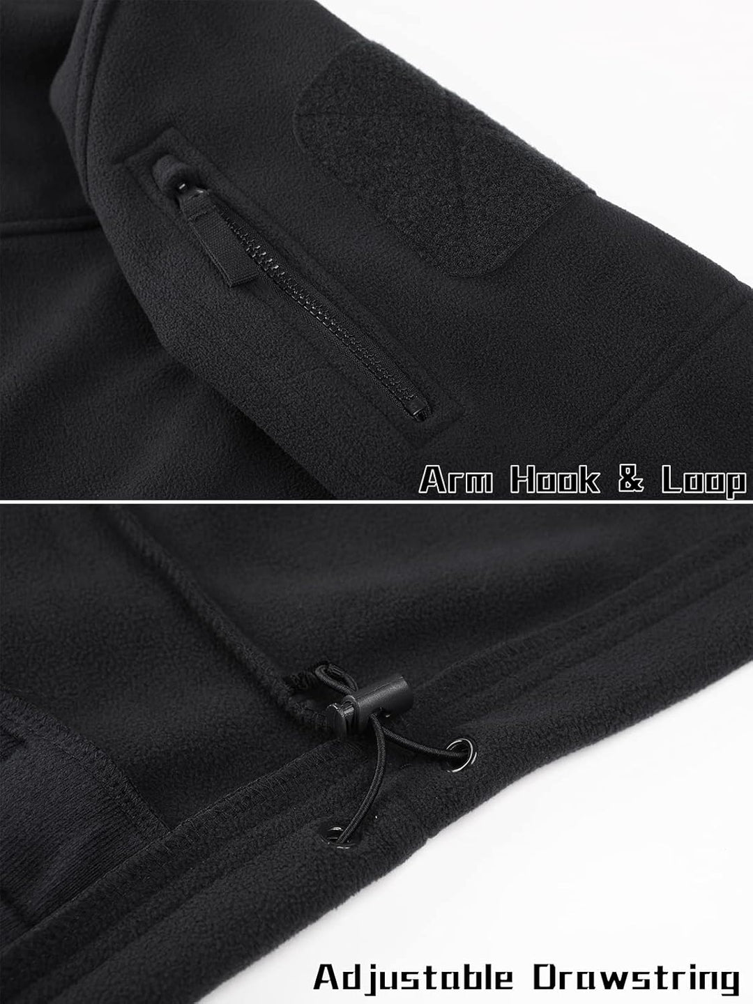TACVASEN Herren Militär Outdoor Fleecejacke Warme Taktische Jacke Fleece Jacket S Schwarz, S Schwarz