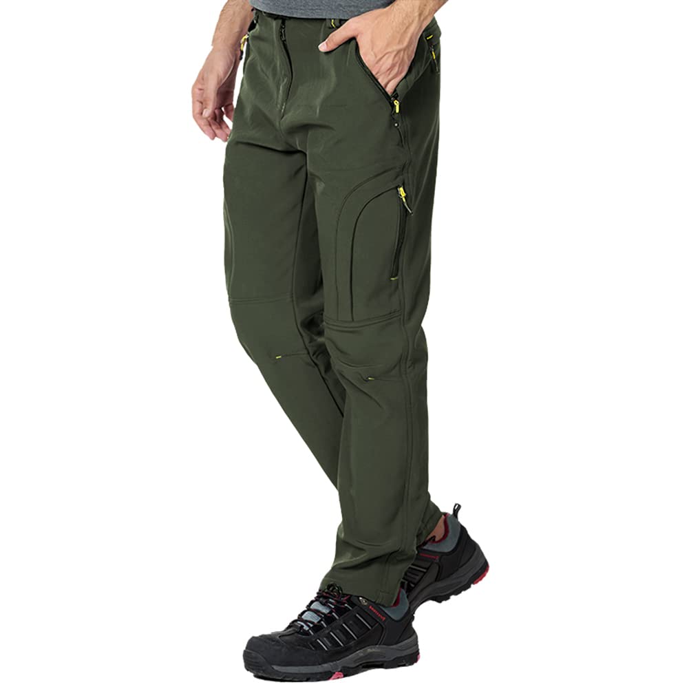 CARWORNIC Herren Wanderhose Wasserdicht Skihose Softshellhose Trekkinghose 36W / 32L #2 Armeegrün, 3