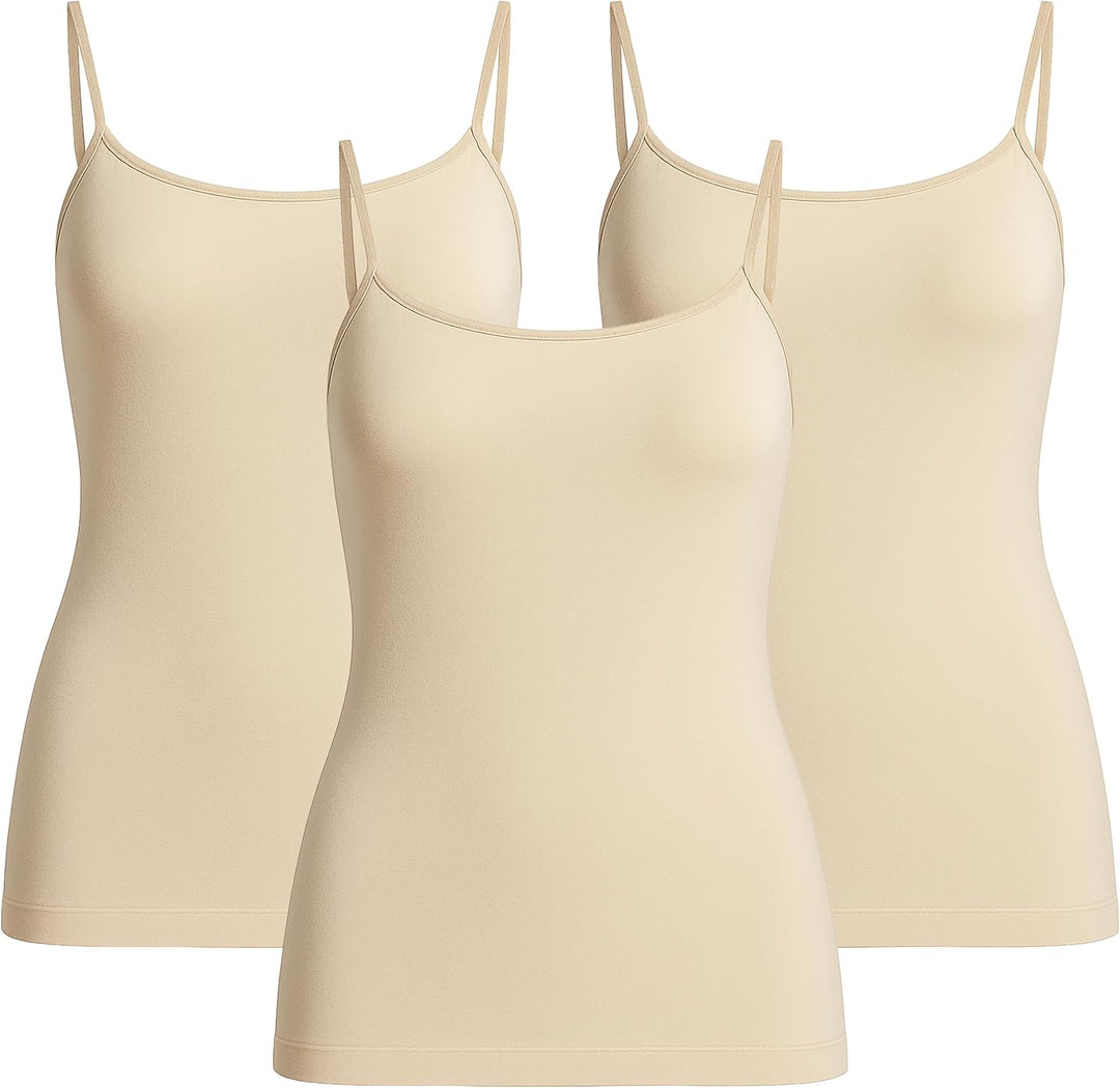 UnsichtBra 3er Pack Damen Shape Unterhemden | Spaghettiträger Basic Top Unterhemd | Mikrofaser Spagh
