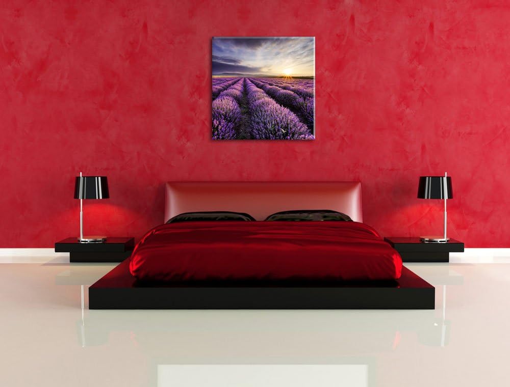 Pixxprint Traumhafte Lavendel Provence als Leinwandbild/Grösse: 70x70 cm/Wandbild/Kunstdruck/fertig