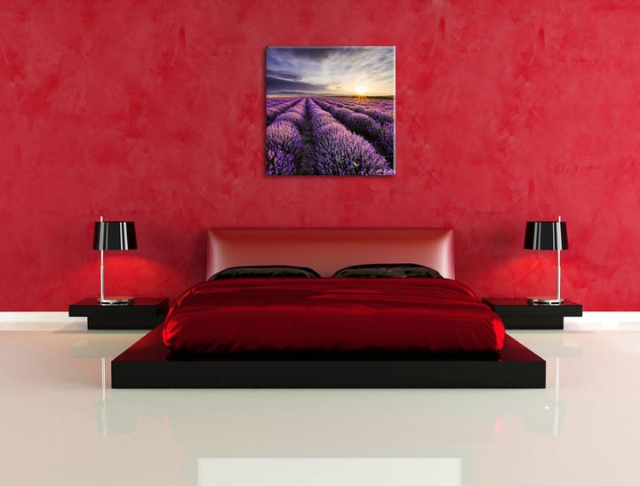 Pixxprint Traumhafte Lavendel Provence als Leinwandbild/Grösse: 70x70 cm/Wandbild/Kunstdruck/fertig