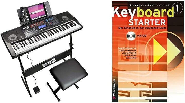 RockJam 61 Tastatur Klaviersatz 61 Schlüssel-Digital-Piano Keyboardbank Keyboardständer & Keyboard-S