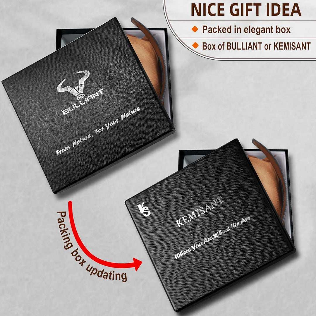 KEMISANT Gürtel Herren, Ratsche Gürtel Automatikschliesse Ledergürtel für Herren Business Anzug,Brei