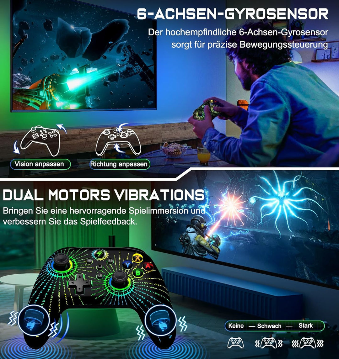 ALEEMTRY Switch Controller, Wireless Controller Switch mit RGB Joystick/Programmierbare & Sync Taste