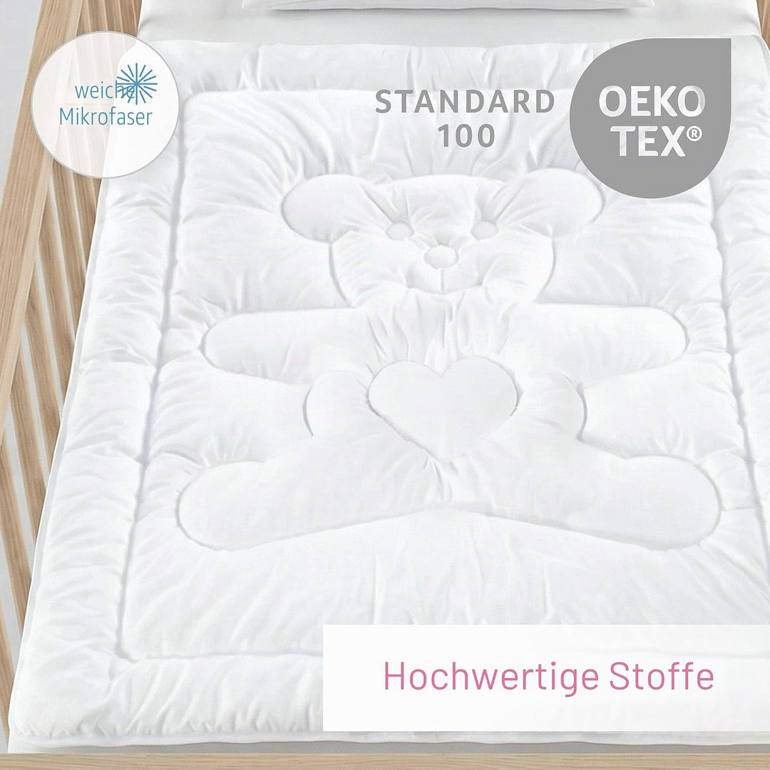 Baby Comfort Gesteppte Bettdecke und flaches Kissenfüllungs-Set, für alle Jahreszeiten, Kinderbett,