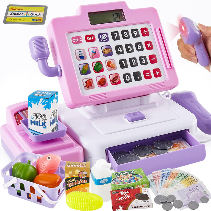Kinder Kasse Spielzeug mit Scanner und Sound Moderne Supermarktkasse Kinder Rollenspiele Supermarkt