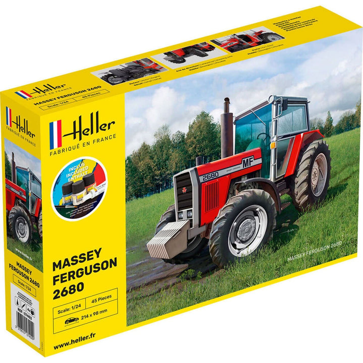 Heller 57402 Massey-Ferguson 2680, mit Farbe, Kleber, Pinsel Modellbausatz, grau