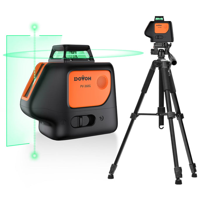 Kreuzlinienlaser mit 2 Lotpunkten, DOVOH Laser mit Stativ PV-360G-KIT | Lotpunkten Laser für den Hei