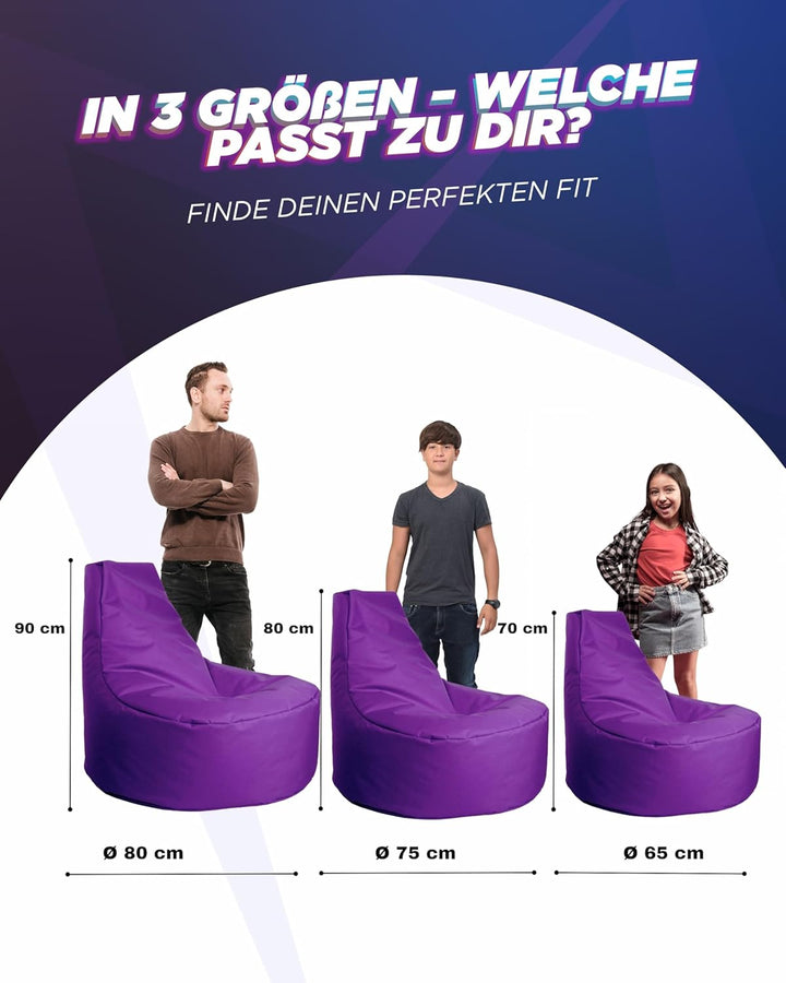 PATCH HOME Gamer Sessel mit Reissverschluss Lounge Kissen Sitzsack Sitzkissen Bean Bag In & Outdoor