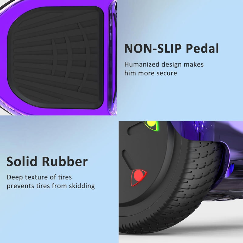 RCB Hoverboards 6,5 Zoll Skateboard Kinder und Jugendliche Hoverboards mit Bluetooth - Led Licht Seg