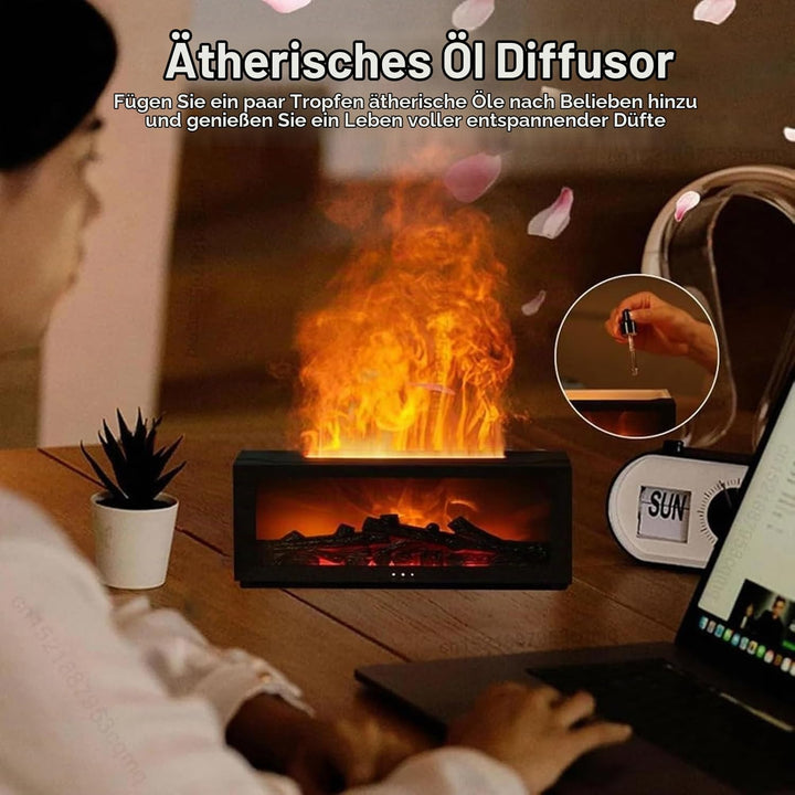 Luftbefeuchter Kamin丨Flammen Aroma Diffuser, 150ml Ätherische Öle Diffuser mit Fernbedienung &amp; 7 Far