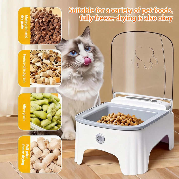 Futterautomat Katze, 23×17×11.5cm Futterautomat Katze Frienhund, Automatischer Futterspender, Katzen