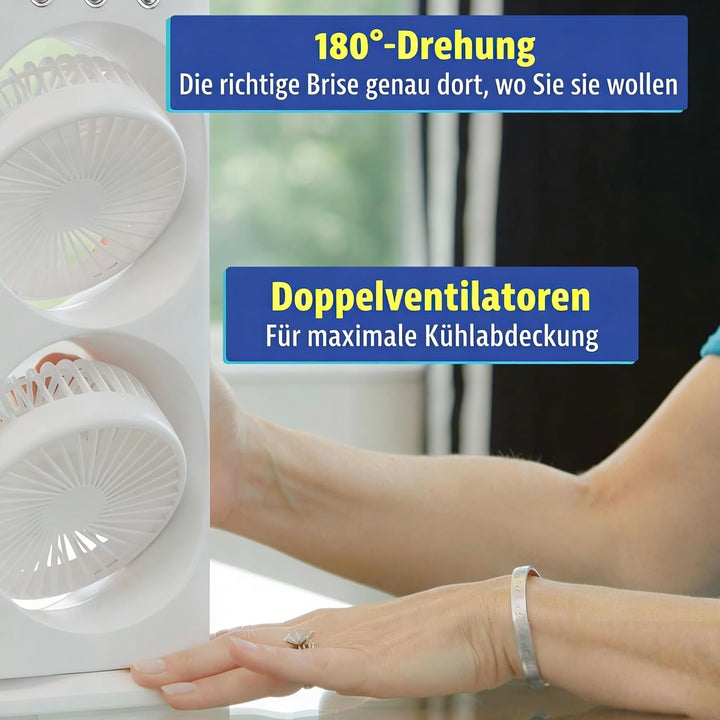 ragbare Klimaanlage Fan, 4 in 1 Personal Mini Cooling Fan mit Wassernebel Spray, 3 Geschwindigkeiten
