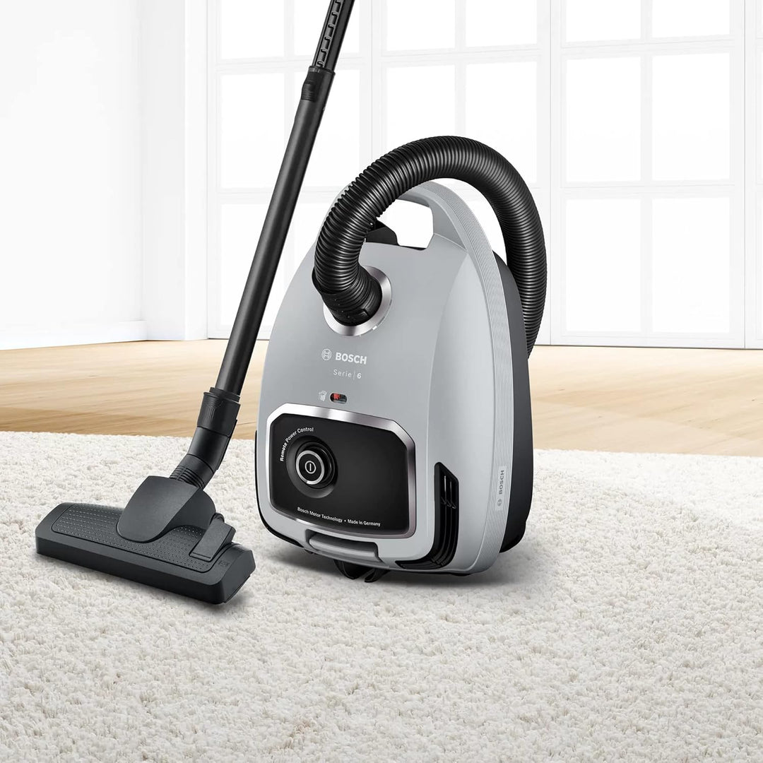 Bosch BGB6X330 Staubsauger mit Beutel, 4 L, 600 W, HEPA Filter, 75dB, 12 Meter Kabel, Grau