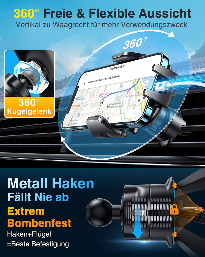 VANMASS [2023 Patent Pro] Universal Handyhalterung Auto [Upgrade SGS-Militärstandard Stossfest] 360°