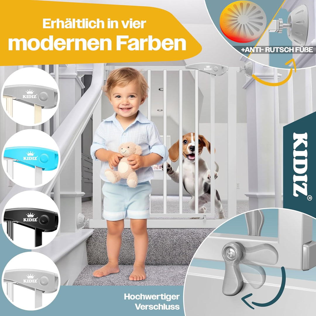 KIDIZ® Türschutzgitter Absperrgitter Treppengitter Kindergitter | Gitter Haustier | ohne Bohren | be
