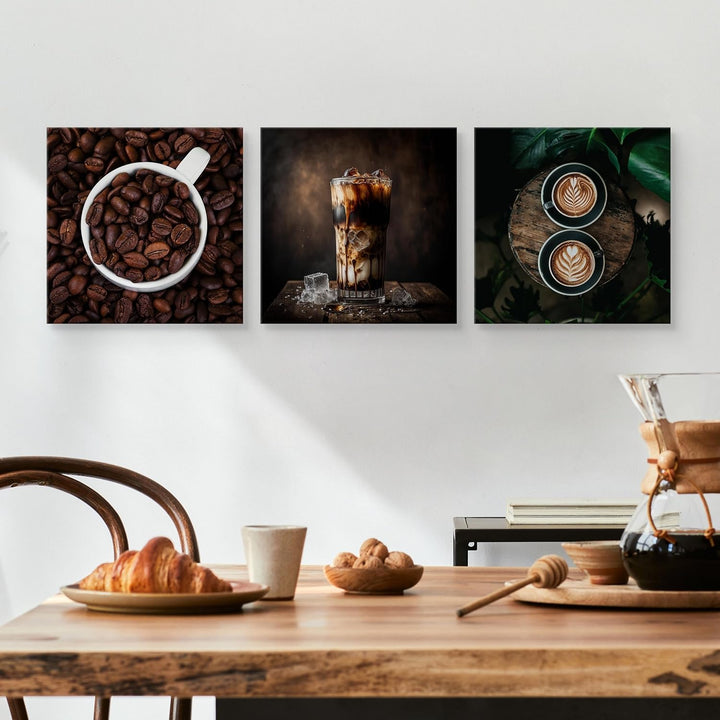 Muralo - Wandbilder Set - Leinwand Bilder Set Aufhängefertig - Bilder für Küche- Moderne Wanddeko -