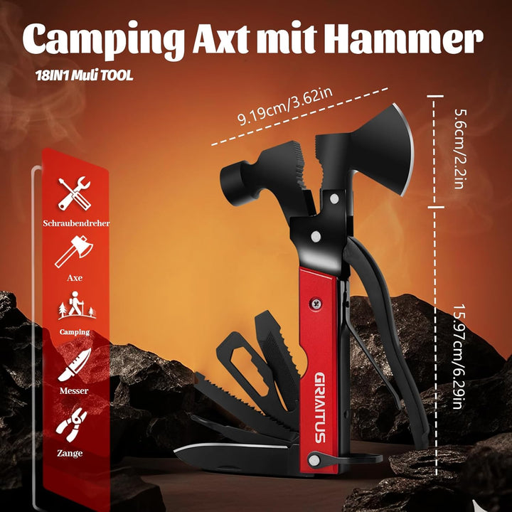 Camping Zubehör 18 in 1 Hammer Multitool Geschenke für Männer Frauen Camping Gadgets Weihnachtsgesch