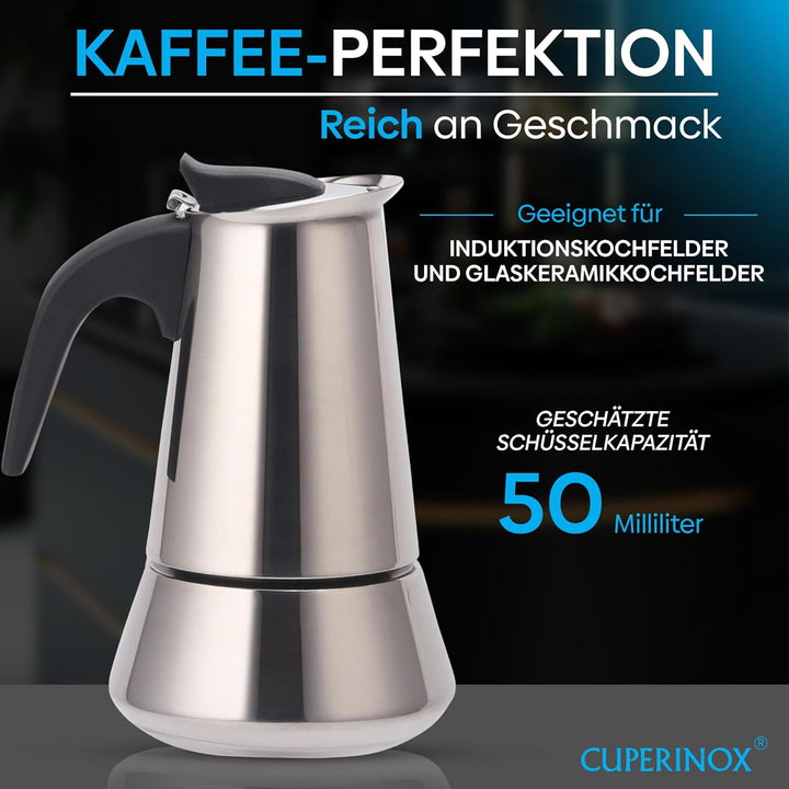 Italienische Espressokocher – Edelstahl – 12 Tassen 12 Standard, 12 Standard