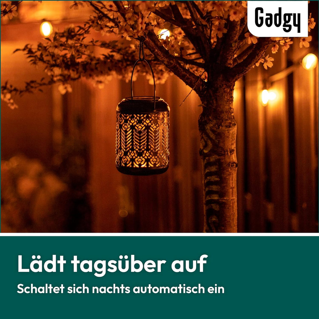 Gadgy Solarlaterne für Aussen Hängend | 2 Stück mit Pfau-Motiv | Solar Laternen für Draussen | LED L
